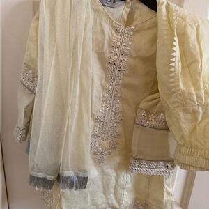 Elegant Cream Kids Casual Dress Maria b size 2 to 4